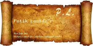 Petik Lestár névjegykártya